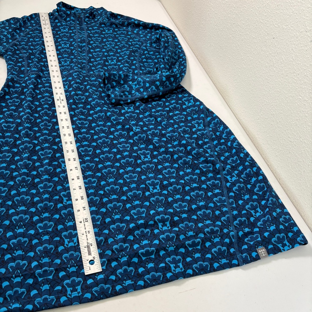 Title Nine Getaway Dress Size XL Blue Geometric Print Quarter Zip Long Sleeve - Picture 10 of 11